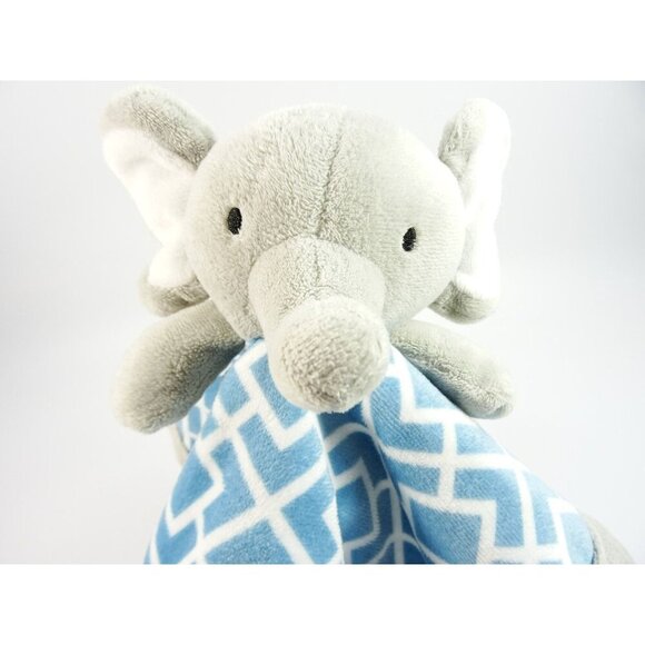 Levtex Baby Elephant Lovey Blue Gray Plush Security Blanket - Picture 4 of 8
